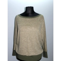 Cieplutki sweter KIMONO ze ściągaczami - miodowy i khaki